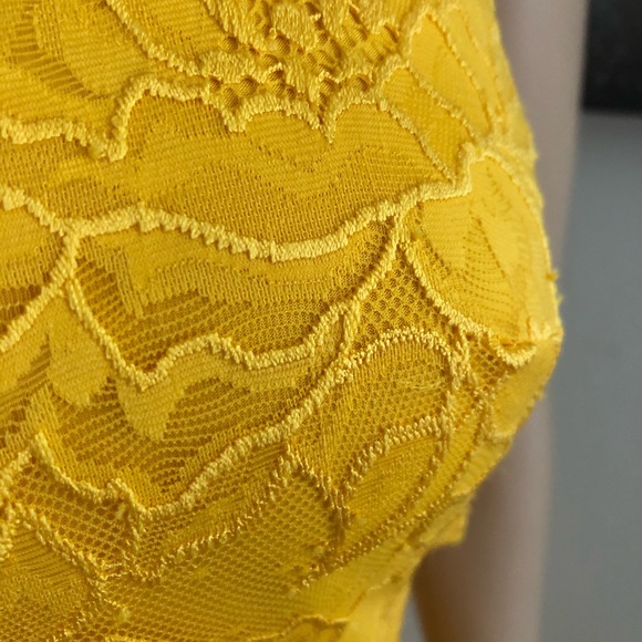 Guess Yellow Sleeveless Lace Cut Out Mini Dress - Picture 5 of 11
